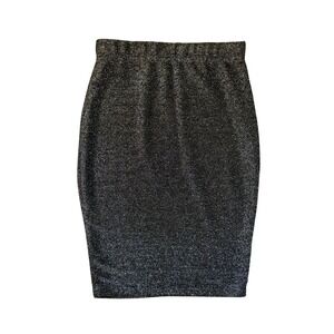 NUDE Black Silver‎ Metallic Glitter Pencil Skirt Small NS3197 Bodycon Shimmer